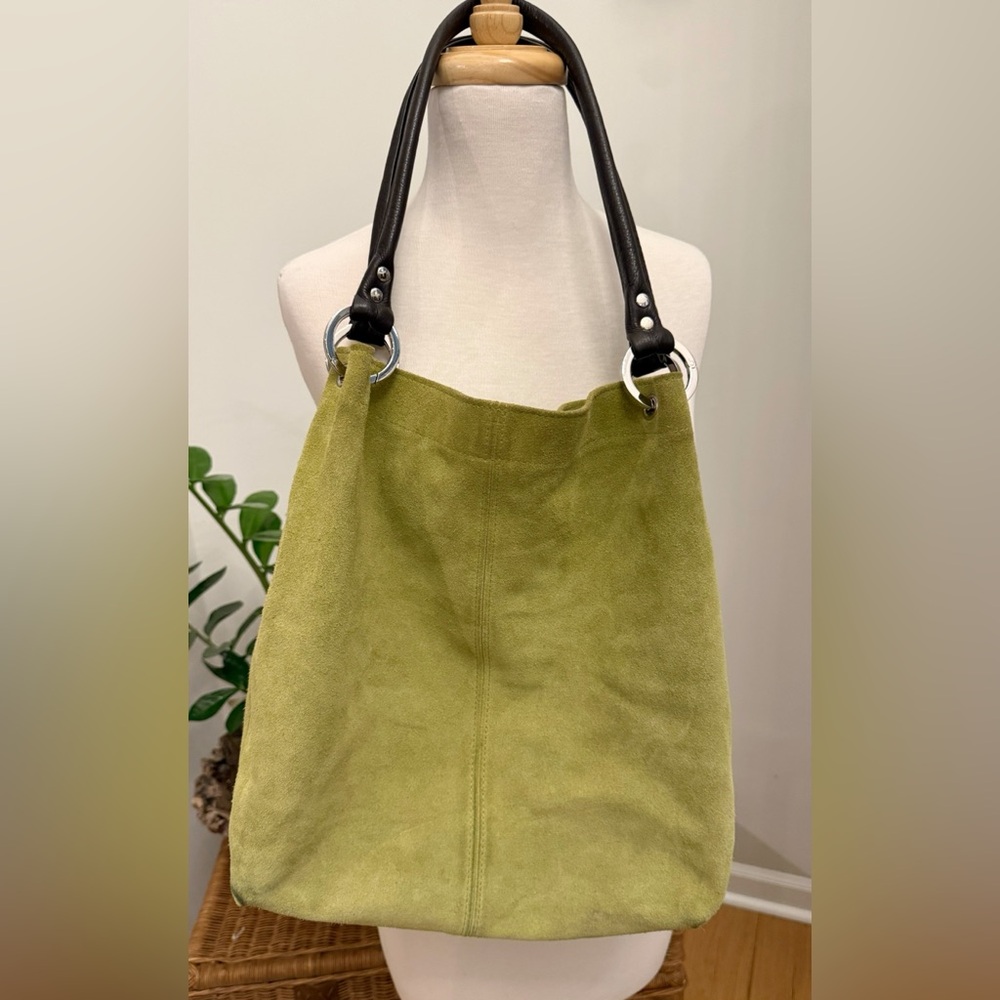 Owen Barry Handmade Leather Suede Tote Bag Large Olive EUC